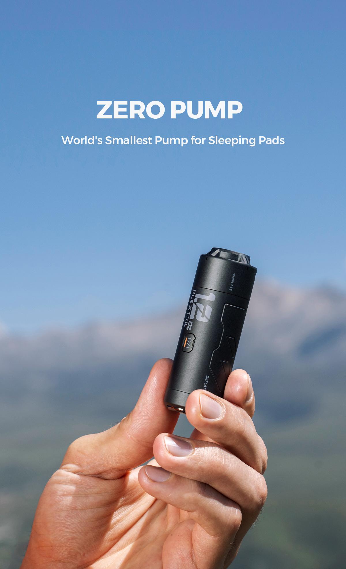 FLEXTAIL 1.2oz ZERO PUMP Ultra-Mini Electric Air Pump, Outdoor Essentials, Portable Air Mattress Pump, Rechargeable Air Pump for Pool Floats Air Bed, Multiple nozzle adapters, Inflatable Airbed,  Camping Accessories Sleep Sack Quick Inflate