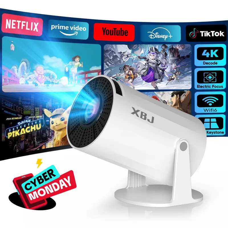 XBJ Mini 4K Decoding Projector with 5G WiFi 6 & BT 5.0 720P Full HD 160 ANSI Lumens Portable Home Theater for Android Audio Bluetooth Game Bigger Watch Better