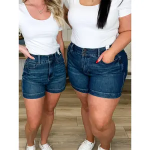 Judy Blue Tiffany Tummy Control Denim Shorts - Dark Wash (Double Button)