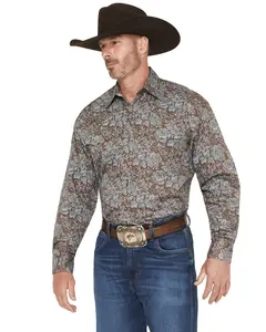 Stetson Men's Floral Paisley Print Long Sleeve Snap Western Shirt - 11-001-0425-6044 Br