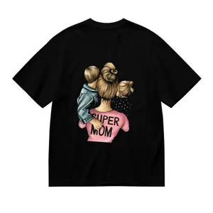 Super Mom Graphic T Shirt for Women Cute Mom and Kids Back Print Tee Mother's Day Gift Shirt Mom Life Family Matching Shirt Funny Mom Tee Casual Short Sleeve Mother's Day Birthday Gift for Mom