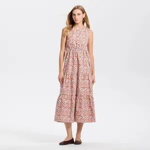 Women's Tiered Maxi A-Line Dress - Universal Thread Blue/Orange Floral XXL