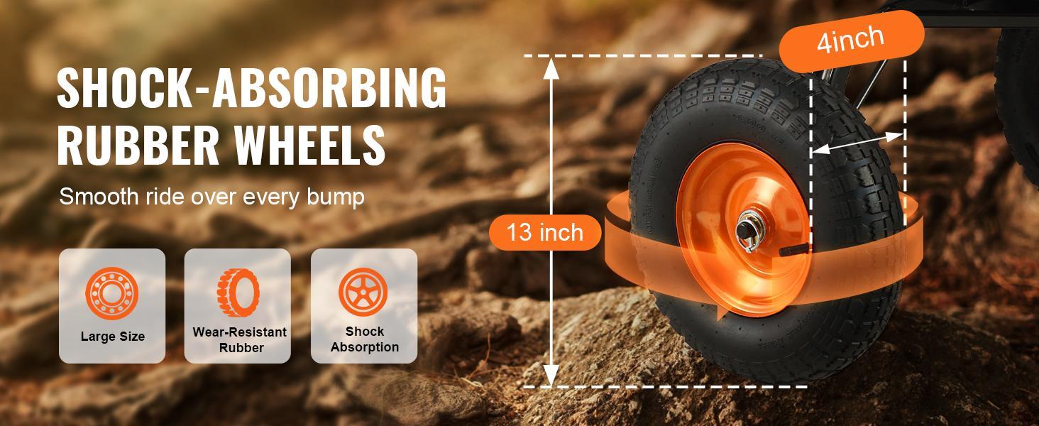 VEVOR Poly Garden Dump Cart with Easy to Assemble Steel Frame, Various specifications, Dump Wagon with 2-in-1 Convertible Handle, Utility Wheelbarrow, 10/13 inch Tires VEVOR Poly Garden Dump Cart with Easy to Assemble Steel Frame, Various specifications, Dump Wagon with 2-in-1 Convertible Handle, Utility Wheelbarrow, 10/13 inch Tires