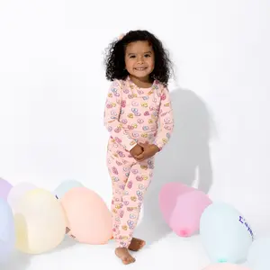 Candy Hearts Pink Bamboo Kids Pajamas
