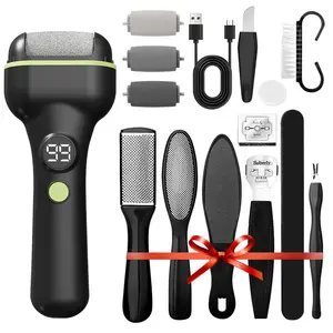 Professional Rechargeable LED Digital Foot Care Kit, Electric Foot Polisher with Stainless Steel File, Odorless Callus Remover Pedicure Tool for Smooth Feet & Nail Art