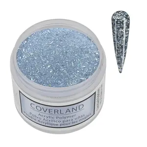 Coverland Acrylic Powder 1.5 oz "Crushed Silver" Silver - Limited Edition Hex Cut Glitter Translucent Glitter