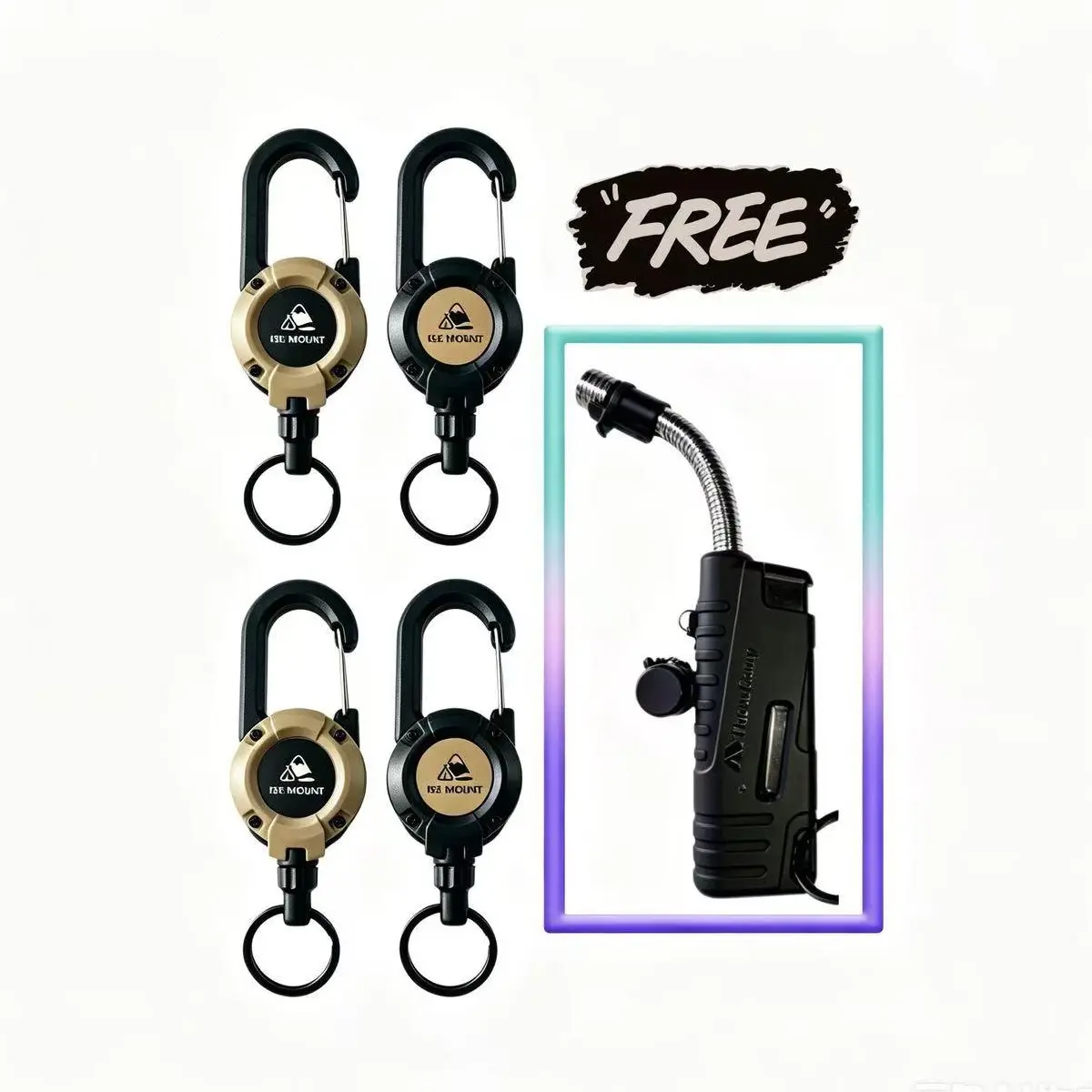 Heavy Duty Retractable Keychain & ID Badge Holder, Strong Steel Wire Pull Reel Anti-Lost Key Clip, Secure Lanyard for Work, Construction, Mechanic & Office,Camping Lighter,Keychains,BBQ