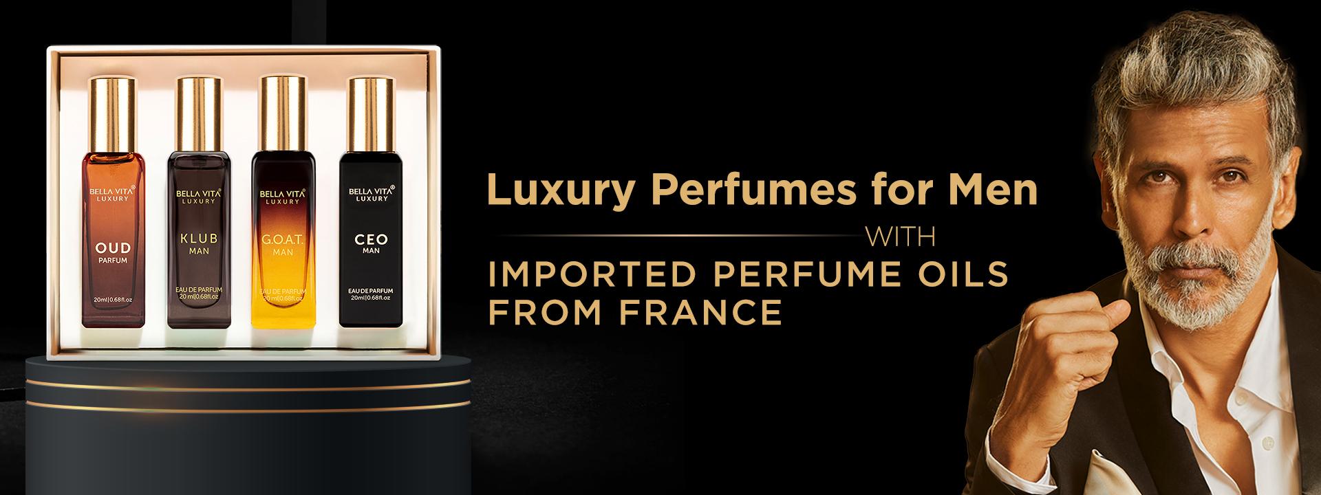 BellaVita Luxury's Perfume Gift Set for Men | 4 Luxury Minis | Long Lasting | G.O.A.T. , Oud, CEO Man, Klub Man | Eau De Parfum | Portable Perfume Kit | Perfect Father's Day Gift | Super Brand Day Exclusive