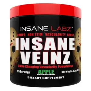 Insane Labz Insane Veinz – Non-Stimulant Pump Formula – Enhances Vascularity & Blood Flow – Supports Muscle Pumps & Performance