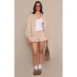 Textured Woven Puffball Shorts