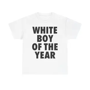 Cotton Short Sleeve  T-Shirt WHITE BOY OF THE YEAR SHIRT - Man Menswear Oversized Tshirt Streetwear Casual Classic Cotton Shortsleeve Top Embroidered Love Sweatshirt，Black-Hoodie-front，Black-Sweatshirt-front