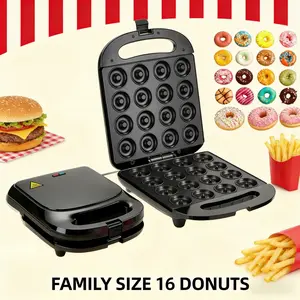 Mini 16 hole donut maker, home quick breakfast machine, non stick coated baking tray, 1000W fast preheating, lazy breakfast tool, essential for home baking Electric Pancake