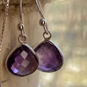 Crystal teardrop earrings only set in  sterling silver