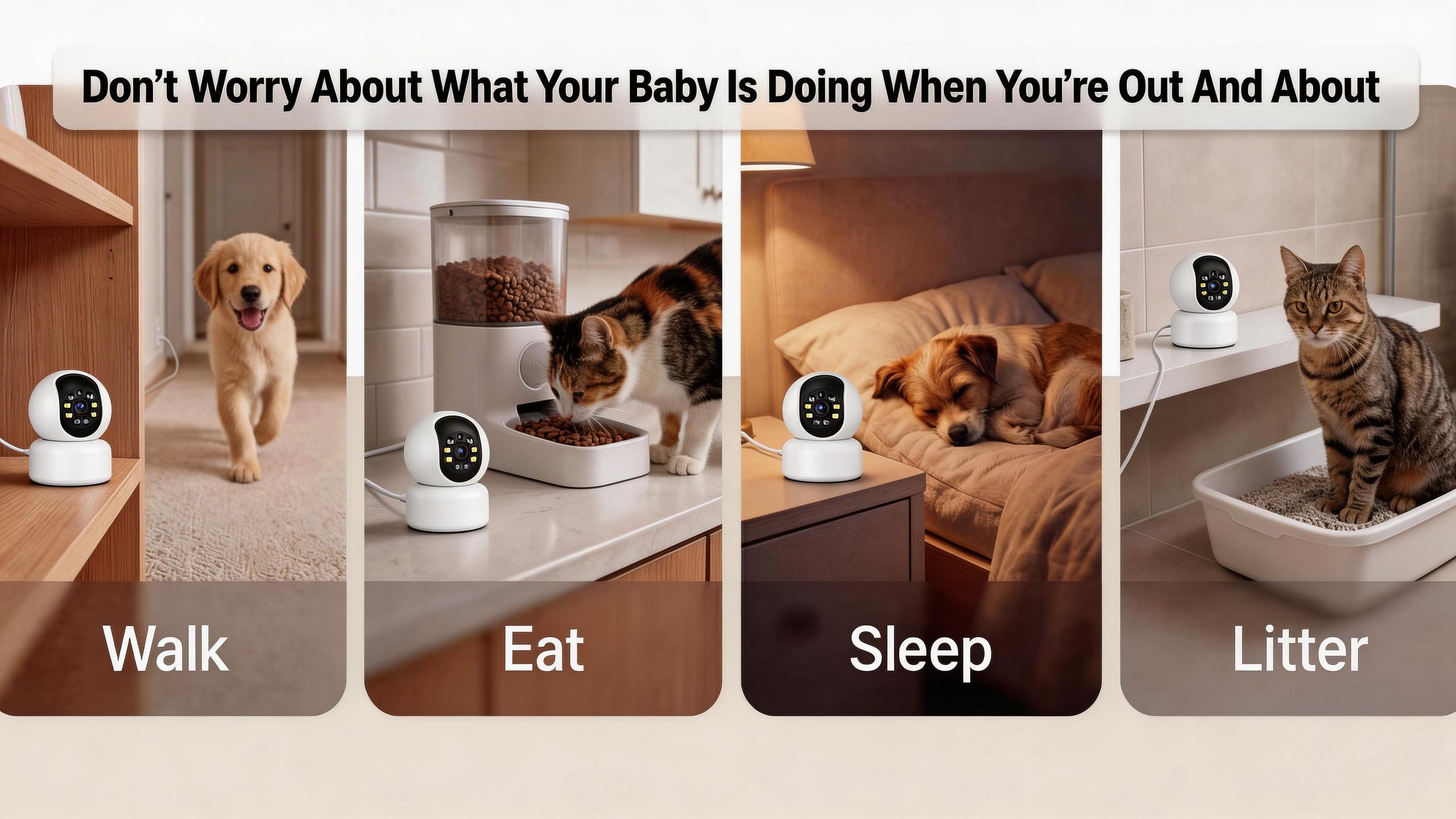 【2PC Pet Monitoring】Hawkray Smart Pet Monitor for Multi-Pet Homes 360° Coverage 3MP 2K HD AI Pet Recognition 2-Way Audio Home Security Ultra-HD View