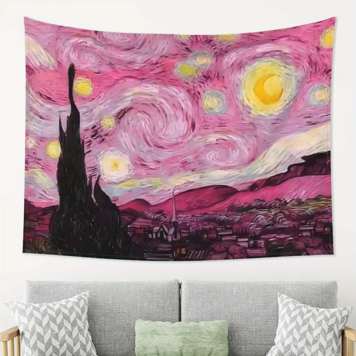 Pink starry sky text pattern tapestry, interesting Lightweight Decoration wall hanging, dopamine art tapestry, suitable for living room, bedroom, college dorm, trippy room decor, creative gift, bedroom decor mens room decor cheap bedroom decor tiktokshopb