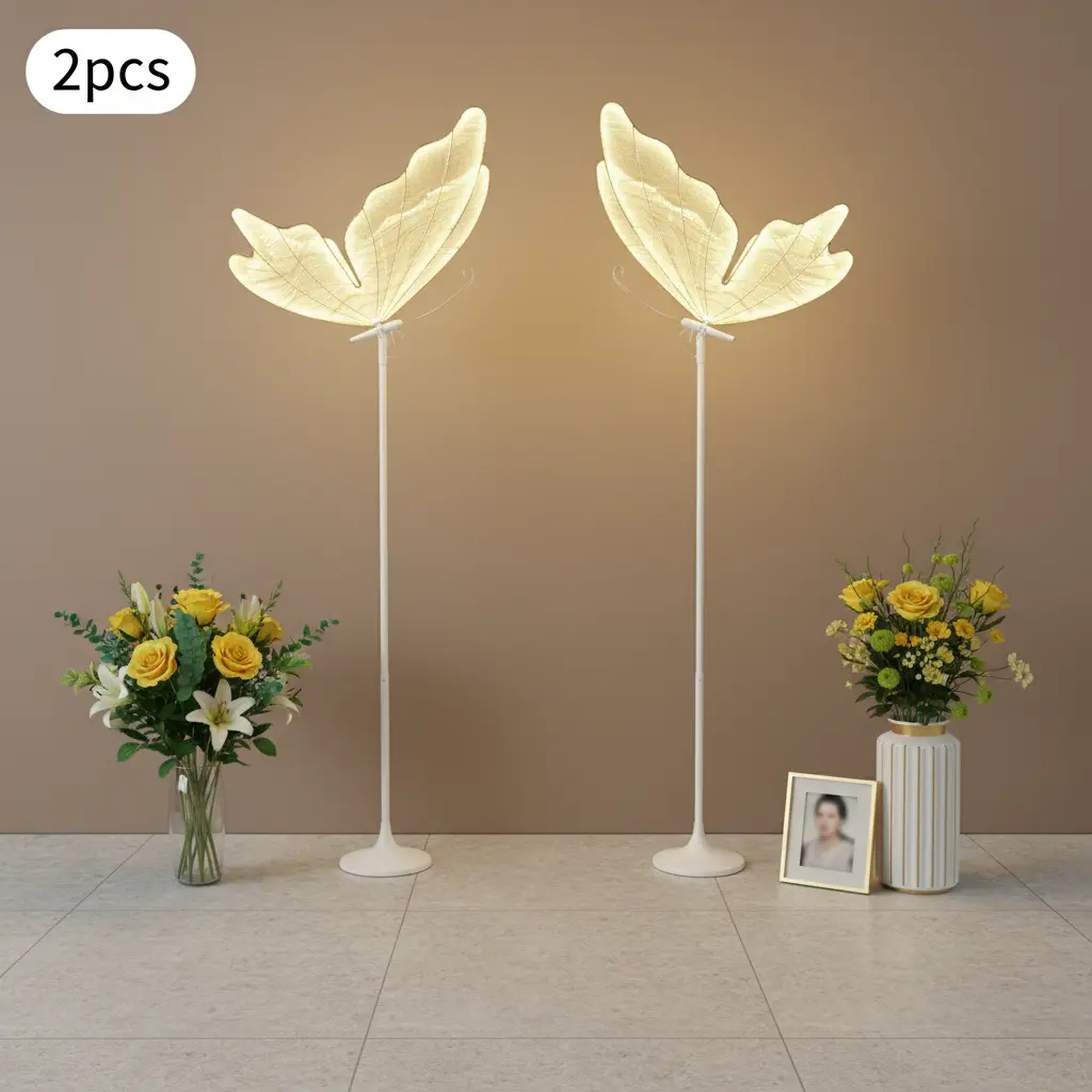 Indoor Furniture 2-Piece Classic Butterfly-Shaped LED Standing Decorative Ambient Lamps - Warm White Electronic Home Decor Lights, Led Atmosphere Lamps for Wedding Aisle, Windows, Decorative Ambient Lamp