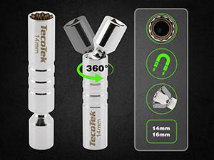 11Pcs 3/8" Drive Spark Plug Socket Set with Click Torque Wrench, Spark Plug Gapper, Universal Joint, Extension Bar, 9/16", 5/8", 3/4", 13/16", 14, 16 and 18mm, CR-V Sockets with Rubber Rings#fathersdaygift