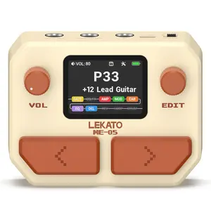 LEKATO ME-05 MINI Pocket Multi-Effects Guitar Pedal with 10 Effects Modules 100 Drum Rhythms and 40-second Stereo Looper 99 Presets 40 Amp/Cab Electric Guitar Effects Processor OTG USB Audio Interface BT