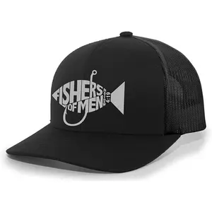 TRENZ SHIRT COMPANY Religious Trucker Style Hat for Men, Christian Jesus Fishers of Men Matthew 4:19 Embroidered Design, Breathable Mesh Back