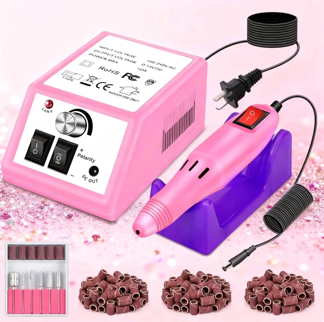 Nail Drill Professional E Filer for Nails Electric Nail File, Nail Filer Electric Nail Drill Kit with 156pcs Sanding Bands and Nail Drill Bits for Acrylic Nail Gel Nail Manicure Pedicure