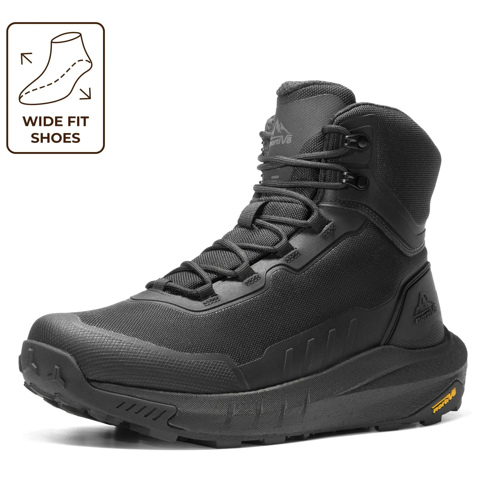 【Wide Feet】NORTIV 8 Men's Tactical Hiking Boot Lightweight Cushion Sole Boots for Work All Day Side Zipper Motorcycle Combat Military Boot Arch Support 8 Inches Terrascope Trekking Camping Shoes,summervibes tiktokshopspringglowup Bunion Shoes tiktokshopba