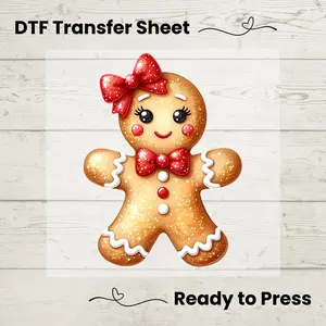 Christmas Girly Gingerbread DTF, Dtf Transfer Sheet, Ready to Press, Custom Dtf, Diy Heat Transfer, Holiday Crafts, Holiday Sweater