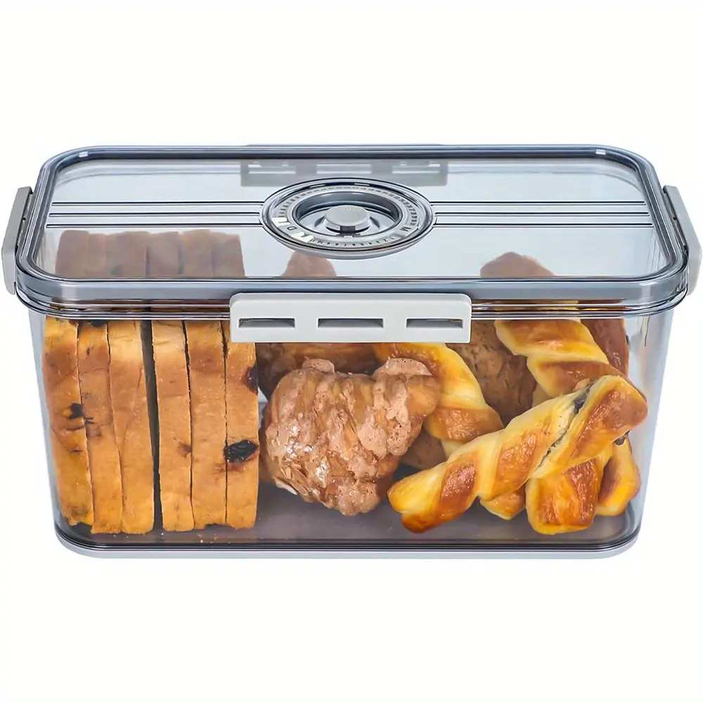 1-Piece Airtight Bread Box with Lid, Sealed Countertop Kitchen Food Storage Container for Bread, Fruits & Vegetables, Fresh-Keeping Pantry Storage Bin