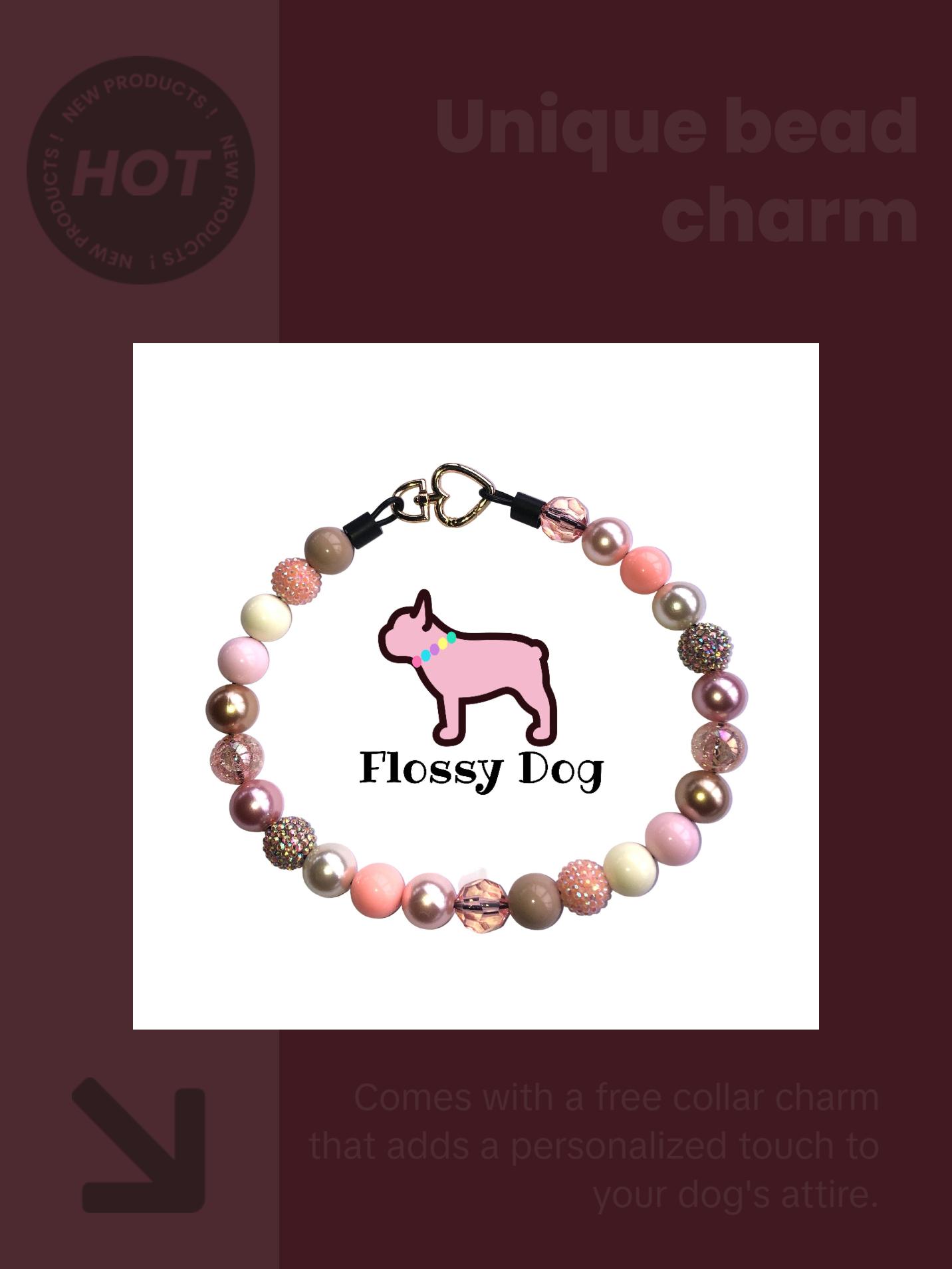 Champagne Cupcakes Beaded Dog Collar | Durable Pearl Dog Necklace | Custom Jewelry for Dogs | Wedding Dog Pearls | Bead Collar