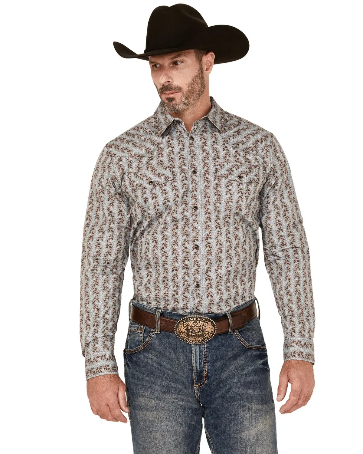 Gibson Trading Co Men's Men'S Broken Stick Floral Print Long Sleeve Snap - Gmfa24w60-Bl