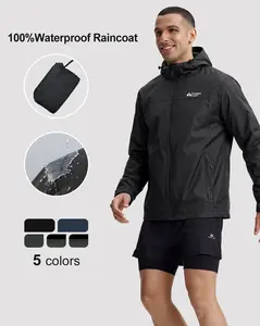 Pioneer Camp Men's Rain Jacket Waterproof with Hood Lightweight Packable Raincoat Rain Shell for Outdoor Hiking Travel