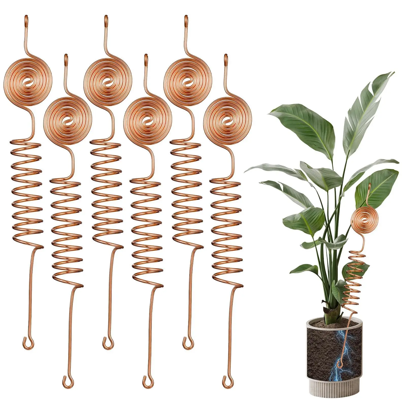 Electroculture Copper Gardening Antenna Kit - 10-Gauge 99% Copper Wire Plant Stakes with Tensor Rings & Rods, No Wiring, Weather-Resistant, Container-Friendly Plant Stand, Energy Boost for Indoor Outdoor Planter, Roots That Respond Herb/Veg Support