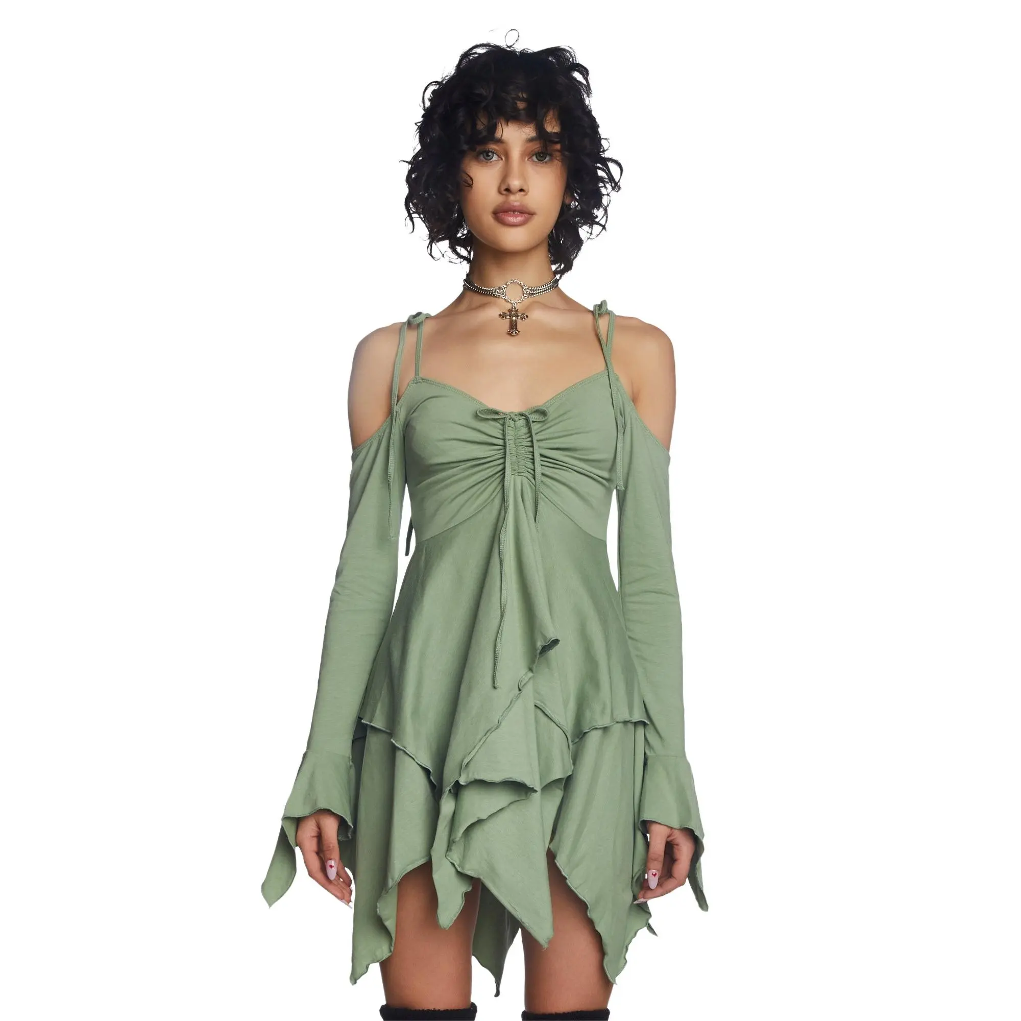 F is For Fairies Handkerchief Dress - Sage