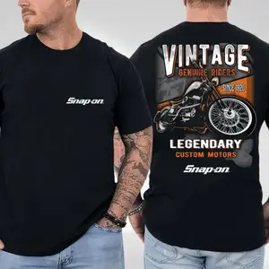 Snap-On Legendary Riders Vintage Riders T-Shirt for Men, Double Sided Printed Graphic Tee with Bold Retro Motorcycle Statement Design, 100% Cotton Fitted Crew Neck Casual Unisex Shirt, Gift for Dad, Gift for Mechanics, Gift for Car Lovers