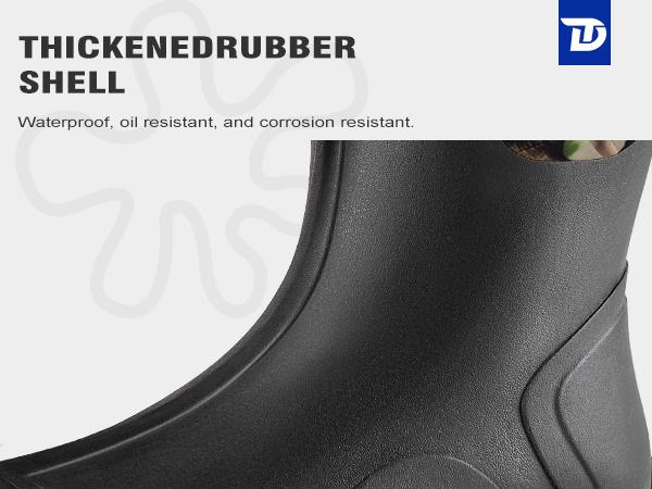 【No steel toe】Trudave Rubber Boots for Men, Waterproof Work Rain Boots, 6mm Neoprene Anti-slip Mud Boots  with Steel Shank, Size 5-14 Comfortable Industrial Shoe