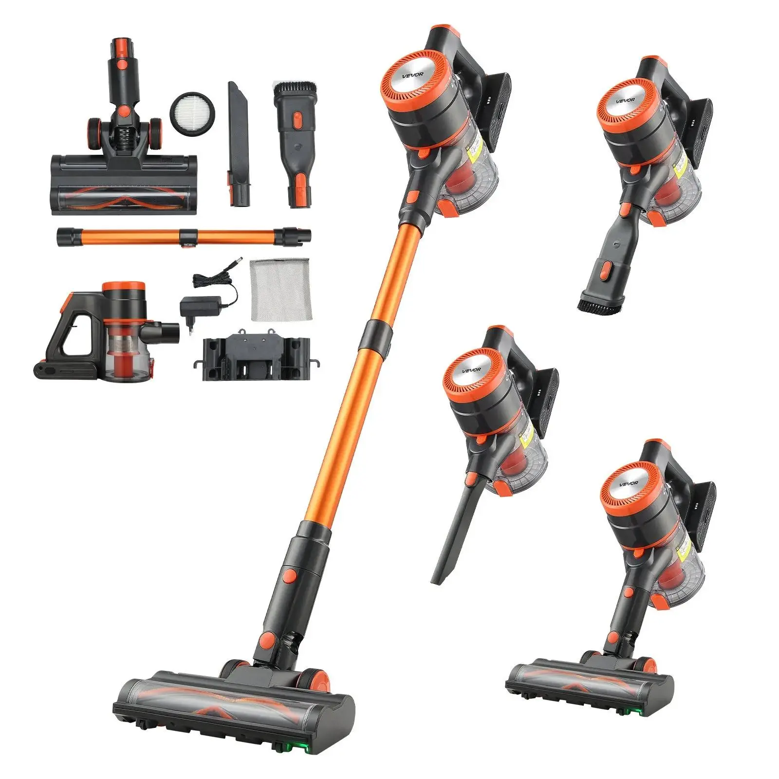 【summerfinds】VEVOR Cordless Stick Vacuum Cleaner, Stick Vacuums with Max 40KPA Suction, 7-Cell 2600mAh Rechargeable Battery, V-Shaped Anti-Tangle Brush, LED Display, LED Lights, HEPA Filter, 47 Mins Runtime for Home, Pet Hair Cleanup