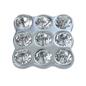 Utopia Alley HW336PLCH021 Gleam 9 Crystal Cabinet Ring Pull Knob - Decorative Cabinet Drop Pull Knobs for Cabinets and Drawers - Vintage Cabinet Hardware with Hand Finished Polished Chrome - Metal Drawer Pull Knobs 1.2"