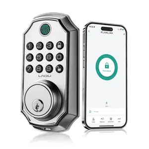 LNDU D280L 5 in 1 Keyless Entry Door Lock, Smart Fingerprint Door Lock with App Control, 100 Code Biometric Electronic Front Door Deadbolt, Anti Peeping Password One Time Code, Easy to Install, Silver