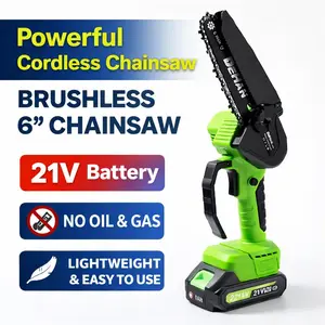 Mini Chainsaw, 6 Inch Handheld Electric Power Chain Saw with Battery for Tree Trimming Wood Cutting Lightweight, garden pruning，portable Tool Kit Lawn