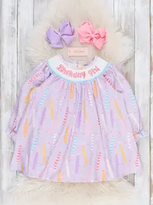 Birthday Girl's Candles Smocked Dress