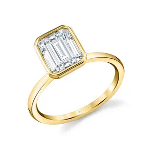 Sylvie Emerald Cut Bezel Set Engagement Ring - Cliodhna SKU: S2226-0004Y20E