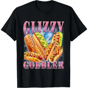 100 Percent Cotton Humorous Glizzy Gobbler Meme T Shirt For Hot Dog Glizzy Enthusiasts