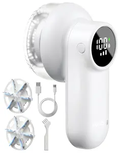 ColdSky Rechargeable Fabric Shaver with Digital Display 6-Leaf Blades 3-Speeds Defuzzer for Clothes Furniture Sofa Pink Portable Cleaning Tool Black2