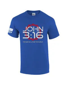 Mens Christian John 3:16 For God So Loved The World Scripture Short Sleeve T-shirt Graphic Tee Classic Menswear Top Apparel Comfy Sport