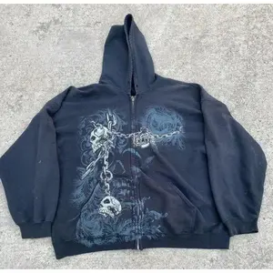 ZippersweatshirtAmericanretrostreethip-hoplooseprintoversizehoodedjacket