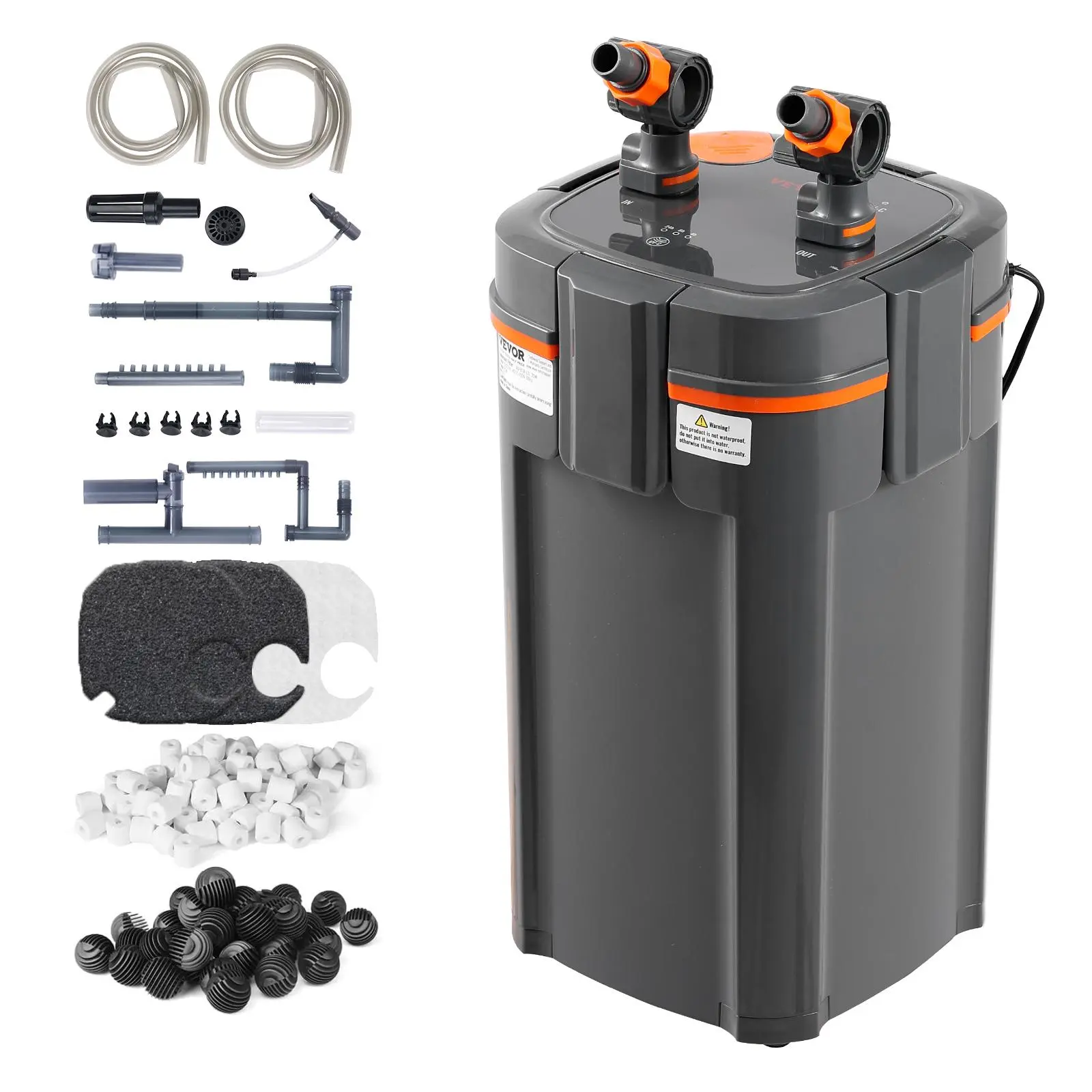 【SummerFinds】VEVOR Aquarium Filter 264GPH,  , 3-Stage Canister Filter 75 Gallon, Ultra-Quiet Internal Aquarium Filter with UV Protection, Submersible Power Filter with Multiple Function for Fish Tanks, 11W