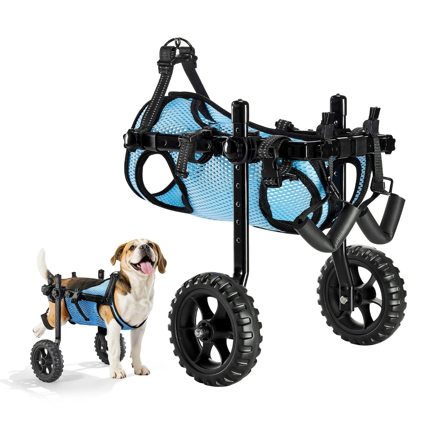【SummerFinds】VEVOR Dog Wheelchair for Back Legs, Adjustable 2 Wheels Pet Wheelchair, Lightweight  Dog Cart with Shock-Absorbing Wheels, Mobility Support Wheel Chair for Disabled Injured Dogs up to 22lbs, Small