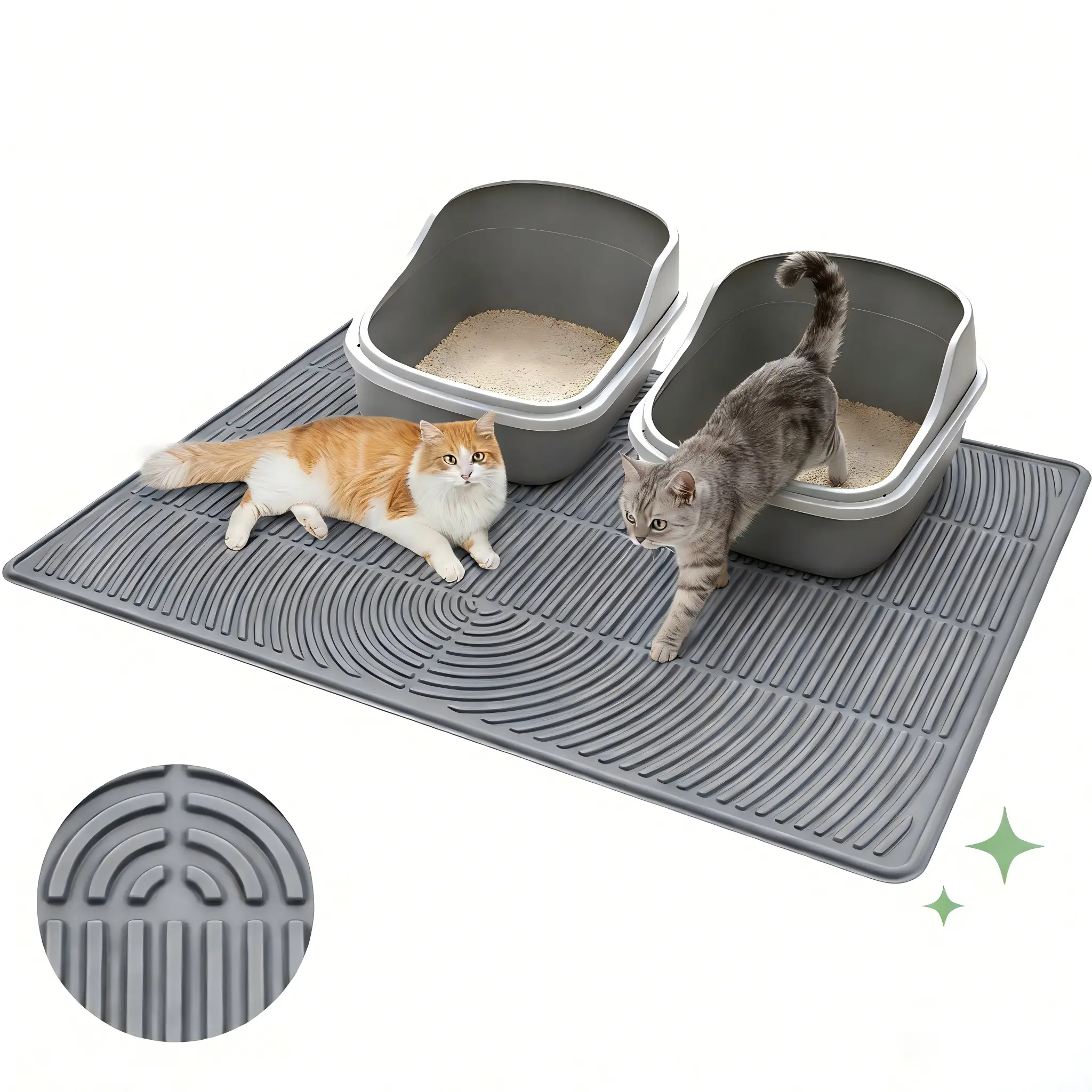 Extra Large Cat Litter Mat, Silicone Litter Box Mat for Floor, Waterproof & Non-Slip, Easy to Clean, Cat Litter Trapping Mat & Kitty Litter Catcher for Scatter Control,back to school
