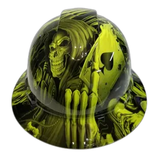 Neon Green Reaper Ace of Spades - Custom Hydro Dipped Full Brim Hard Hat