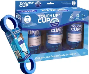 Touch Up As Seen On Shark Tank Products- Cup Paint Storage Containers and Paint Roller Cleaner Tool, ​​3 Plastic Painting Cups with Lids, 1 Paint Remover Tool
