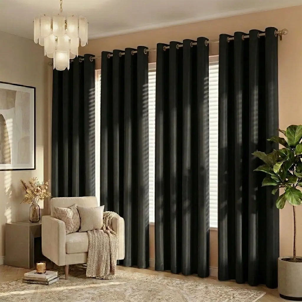 4-Piece Heavy-Duty Insulated Grommet Blackout Curtains - Cordless, Opaque Fabric, Noise Reduction, Contemporary Style, Multiple Patterns, Hand Wash Only, Curtains for Bedroom, Full Blackout for Deep Restful Sleep, House Decor, Apartment Accessories